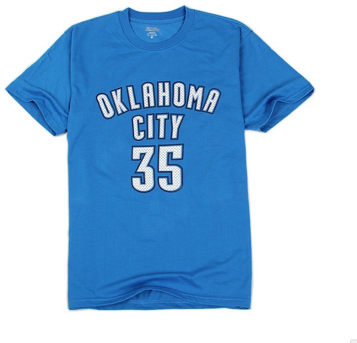 Men's  Oklahoma City Thunder #35 Kevin Durant Blue T-shirt